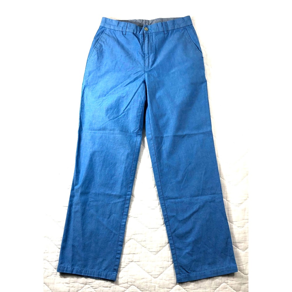 Saddlebred Pants Men's Size 30x30 Blue Flat Front Straight Leg‎ Chino (29x27)